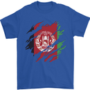 Torn Afghanistan Flag Afghan Day Football Mens T-Shirt 100% Cotton Royal Blue