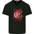 Torn Afghanistan Flag Afghan Day Football Mens V-Neck Cotton T-Shirt Black