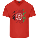 Torn Afghanistan Flag Afghan Day Football Mens V-Neck Cotton T-Shirt Red