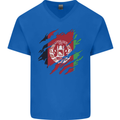 Torn Afghanistan Flag Afghan Day Football Mens V-Neck Cotton T-Shirt Royal Blue
