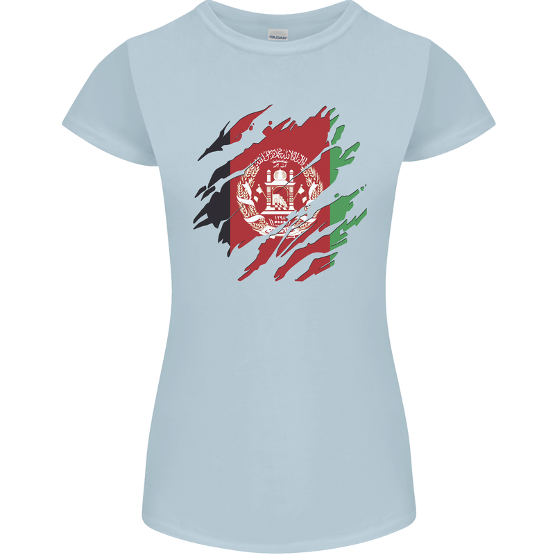 Torn Afghanistan Flag Afghan Day Football Womens Petite Cut T-Shirt Light Blue