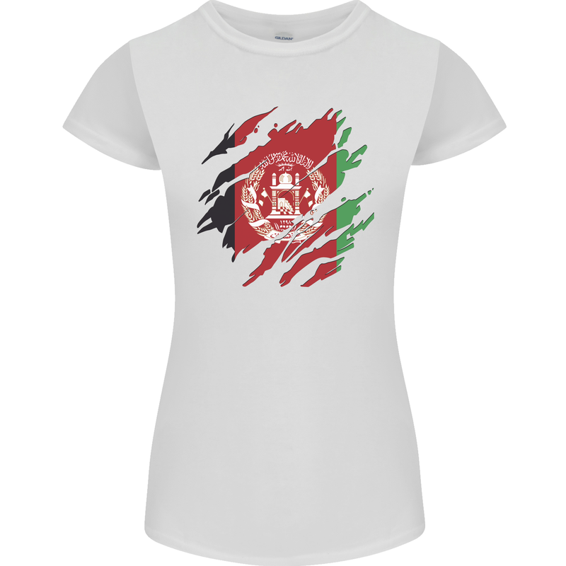 Torn Afghanistan Flag Afghan Day Football Womens Petite Cut T-Shirt White
