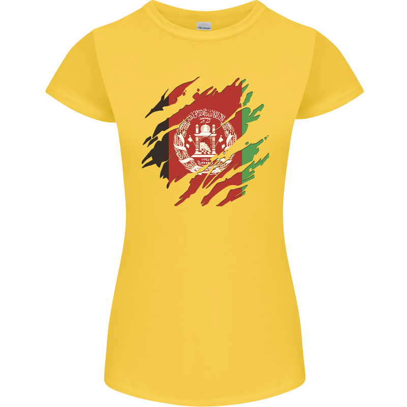 Torn Afghanistan Flag Afghan Day Football Womens Petite Cut T-Shirt Yellow
