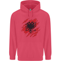 Torn Albania Flag Albanian Day Football Childrens Kids Hoodie Heliconia
