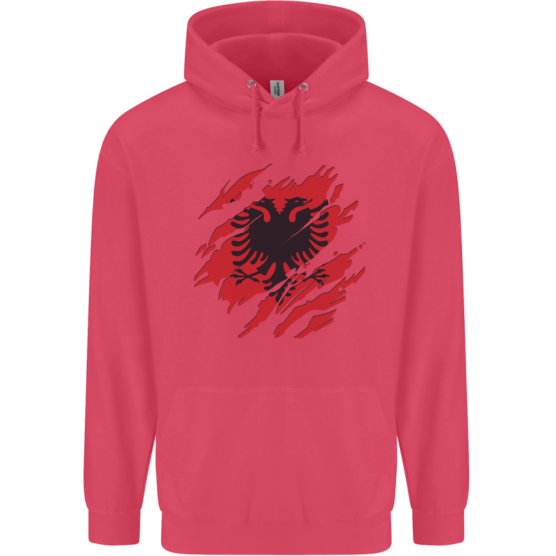 Torn Albania Flag Albanian Day Football Childrens Kids Hoodie Heliconia