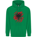 Torn Albania Flag Albanian Day Football Childrens Kids Hoodie Irish Green