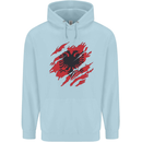 Torn Albania Flag Albanian Day Football Childrens Kids Hoodie Light Blue