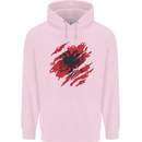 Torn Albania Flag Albanian Day Football Childrens Kids Hoodie Light Pink