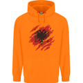 Torn Albania Flag Albanian Day Football Childrens Kids Hoodie Orange