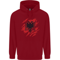 Torn Albania Flag Albanian Day Football Childrens Kids Hoodie Red