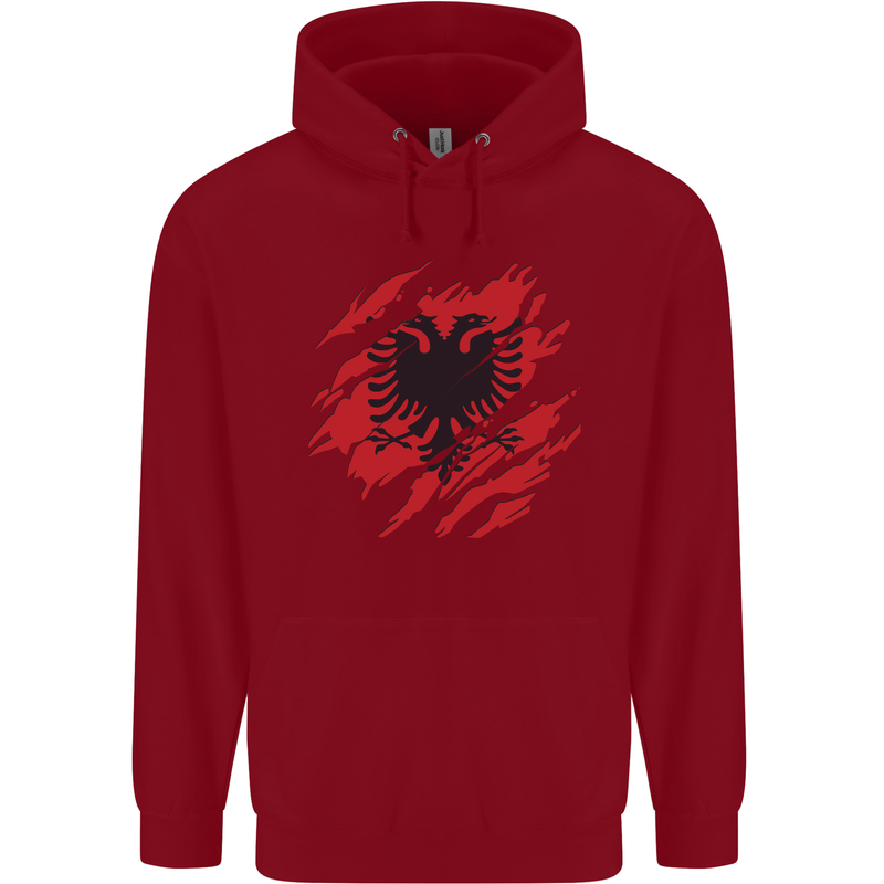 Torn Albania Flag Albanian Day Football Childrens Kids Hoodie Red
