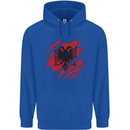Torn Albania Flag Albanian Day Football Childrens Kids Hoodie Royal Blue