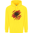 Torn Albania Flag Albanian Day Football Childrens Kids Hoodie Yellow
