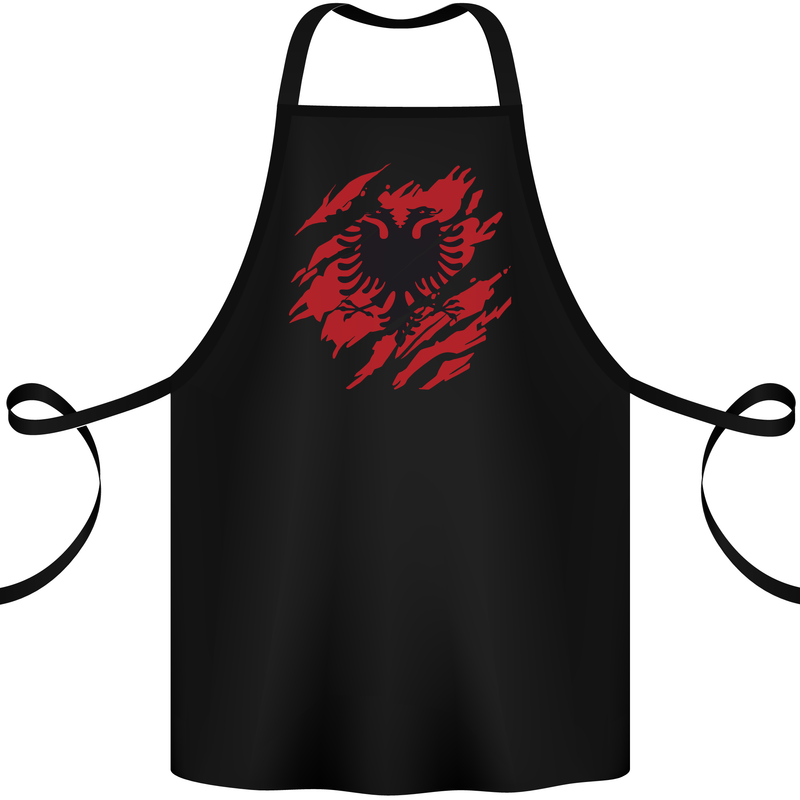 Torn Albania Flag Albanian Day Football Cotton Apron 100% Organic Black