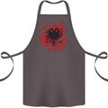 Torn Albania Flag Albanian Day Football Cotton Apron 100% Organic Dark Grey
