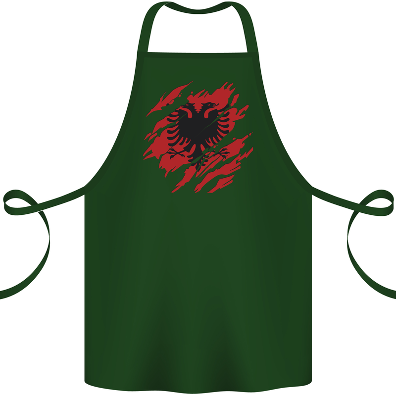 Torn Albania Flag Albanian Day Football Cotton Apron 100% Organic Forest Green
