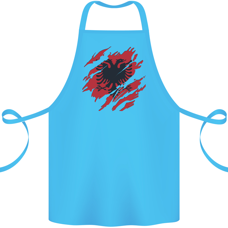 Torn Albania Flag Albanian Day Football Cotton Apron 100% Organic Turquoise