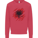 Torn Albania Flag Albanian Day Football Kids Sweatshirt Jumper Heliconia