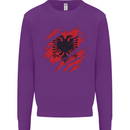 Torn Albania Flag Albanian Day Football Kids Sweatshirt Jumper Purple