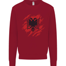 Torn Albania Flag Albanian Day Football Kids Sweatshirt Jumper Red