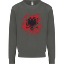 Torn Albania Flag Albanian Day Football Kids Sweatshirt Jumper Storm Grey