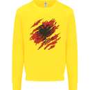 Torn Albania Flag Albanian Day Football Kids Sweatshirt Jumper Yellow