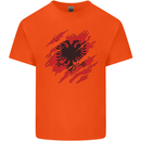 Torn Albania Flag Albanian Day Football Kids T-Shirt Childrens Orange
