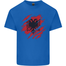 Torn Albania Flag Albanian Day Football Kids T-Shirt Childrens Royal Blue