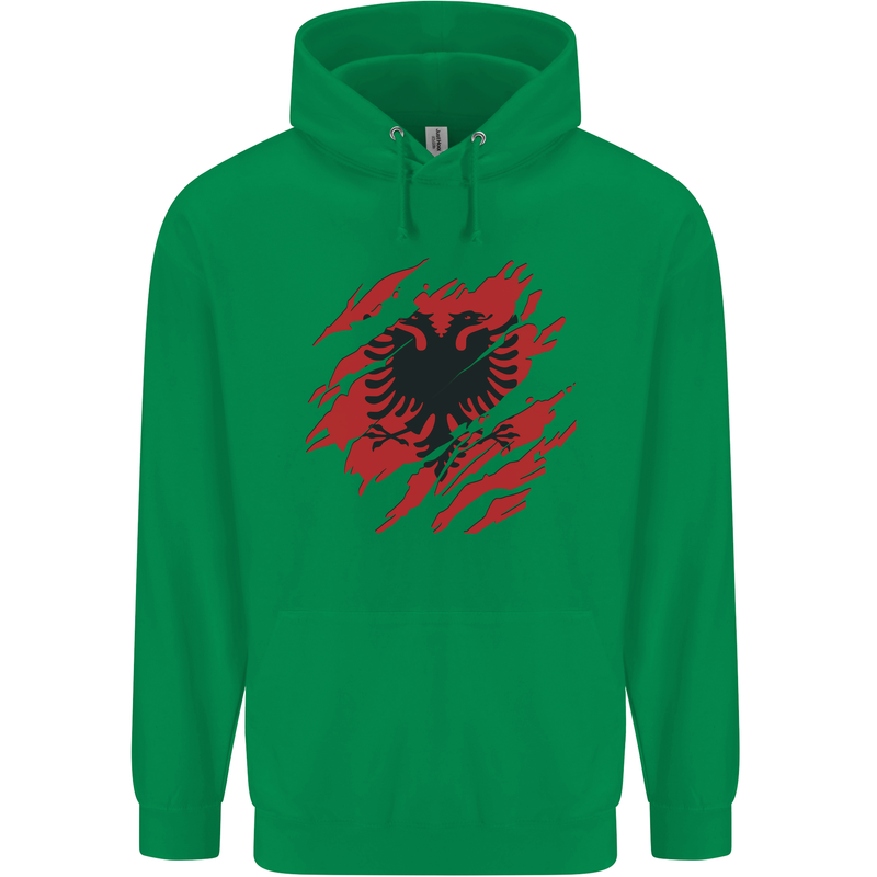 Torn Albania Flag Albanian Day Football Mens 80% Cotton Hoodie Irish Green