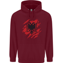 Torn Albania Flag Albanian Day Football Mens 80% Cotton Hoodie Maroon