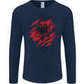 Torn Albania Flag Albanian Day Football Mens Long Sleeve T-Shirt Navy Blue