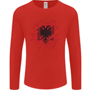 Torn Albania Flag Albanian Day Football Mens Long Sleeve T-Shirt Red