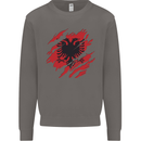 Torn Albania Flag Albanian Day Football Mens Sweatshirt Jumper Charcoal