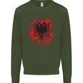 Torn Albania Flag Albanian Day Football Mens Sweatshirt Jumper Forest Green