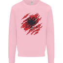 Torn Albania Flag Albanian Day Football Mens Sweatshirt Jumper Light Pink