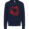 Torn Albania Flag Albanian Day Football Mens Sweatshirt Jumper Navy Blue