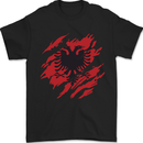 Torn Albania Flag Albanian Day Football Mens T-Shirt 100% Cotton Black