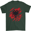 Torn Albania Flag Albanian Day Football Mens T-Shirt 100% Cotton Forest Green