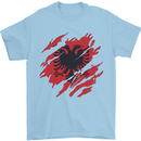 Torn Albania Flag Albanian Day Football Mens T-Shirt 100% Cotton Light Blue
