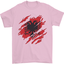 Torn Albania Flag Albanian Day Football Mens T-Shirt 100% Cotton Light Pink