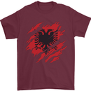 Torn Albania Flag Albanian Day Football Mens T-Shirt 100% Cotton Maroon