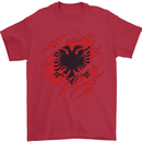 Torn Albania Flag Albanian Day Football Mens T-Shirt 100% Cotton Red