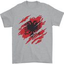 Torn Albania Flag Albanian Day Football Mens T-Shirt 100% Cotton Sports Grey
