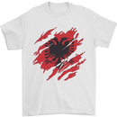 Torn Albania Flag Albanian Day Football Mens T-Shirt 100% Cotton White