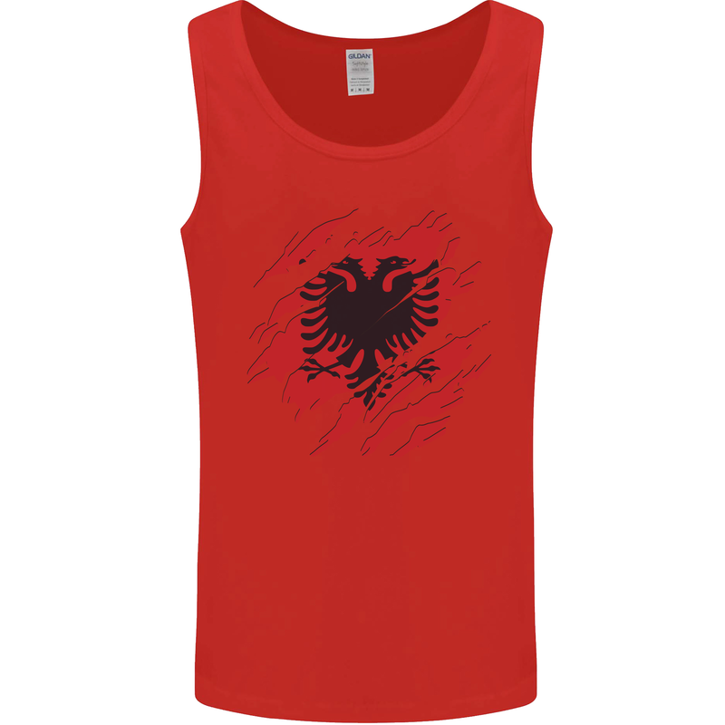 Torn Albania Flag Albanian Day Football Mens Vest Tank Top Red