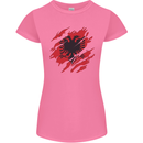 Torn Albania Flag Albanian Day Football Womens Petite Cut T-Shirt Azalea