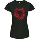Torn Albania Flag Albanian Day Football Womens Petite Cut T-Shirt Black