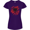 Torn Albania Flag Albanian Day Football Womens Petite Cut T-Shirt Purple