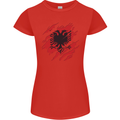Torn Albania Flag Albanian Day Football Womens Petite Cut T-Shirt Red