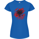 Torn Albania Flag Albanian Day Football Womens Petite Cut T-Shirt Royal Blue
